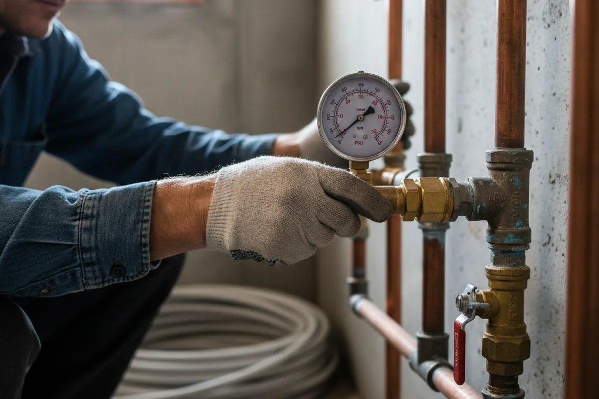 Pressure testing a repaired line during Water Line Repair in Robins